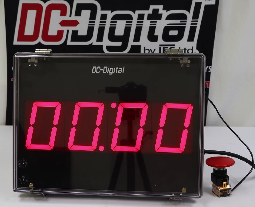 DC-Digital, Count-up, Push Button Switches, Red LED, 4 inch Digit, NEMA Enclosure, White Table, DC-Digital Sign, 9 feet power cord