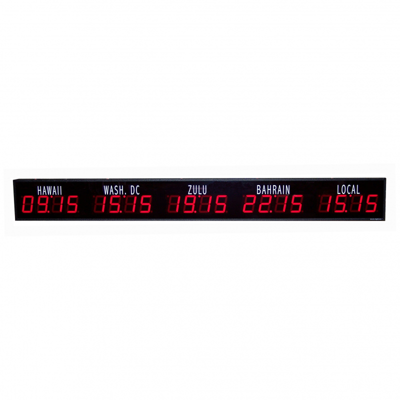 DC-Digital, Time Zone Clock with 5 Zones,5 zone time zone clock, Adjustable time zone clock,4 inch LED display clock, Push button control time zone,5 Zone World Clock, Global Time Display Clock, World Time zone Clock, Display Multiple Time Zone, Customizable Time Zone Clock
