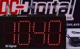DC-Digital, DC-60N-IN, Double Sided Factory Clock, Network Time of Day Clock, Atomic Time Display, Industrial Network Synchronization, POE Network Clock, manufacturing plant digital clock solution, Ethernet powered factory time display