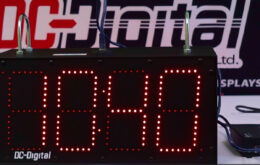 DC-Digital, DC-60N-IN, Double Sided Factory Clock, Network Time of Day Clock, Atomic Time Display, Industrial Network Synchronization, POE Network Clock, manufacturing plant digital clock solution, Ethernet powered factory time display