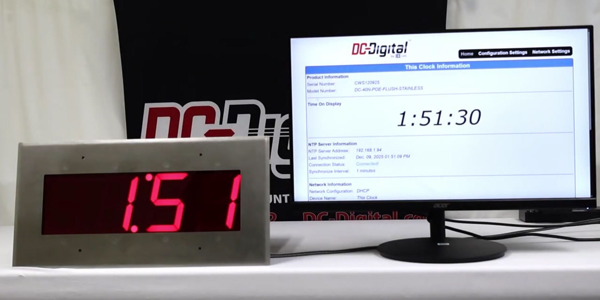NTP, Network, POE, Digital, Clock, Industrial Timing Solution, Multi-Server NTP Support, Redundant NTP Pool Feature, Temperature Display Clock