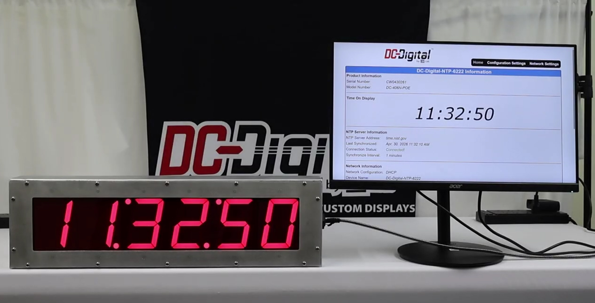 Network Clock System, Ethernet Clock Configuration, DHCP Network Setup, PoE Clock System, Network Infrastructure Compatibility, Global Time Zone Support, Ethernet