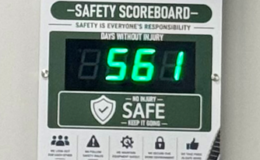 Safetycounter, LED, Display, Safety Milestone Display, Employee Safety Display, Workplace Injury Counter, Custom LED Display, Custom Safety display, Custom Enclosure Display, Industrial LED Counter